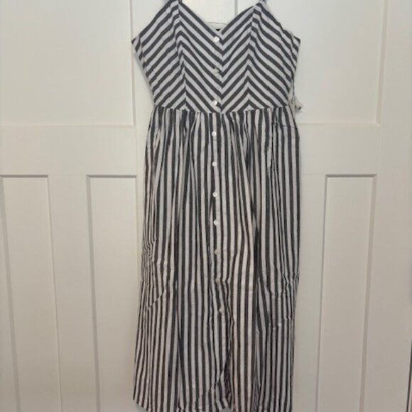 NWT Le La Lo Chambray Stripes Sundress | Gray | Size M - Picture 4 of 7